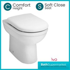 Comfort Raised Height BTW Back To Wall Toilet Pan D-Shape Soft Close Seat