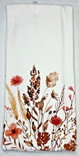 COLORDRIFT KITCHEN TOWELS 2 RUST GOLD BROWN FLOWERS 18 X 28 100 COTTON NIP