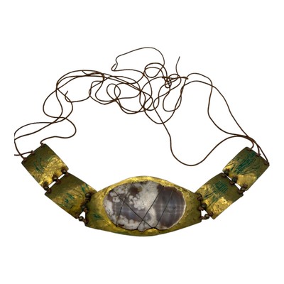 Vintage Belt Brutalist Statement Artisan Handmade Wide Panel Boho Metal Shell Statement Artisan Hand Bade Brutalist Wide Panel Boho Metal  main image 3