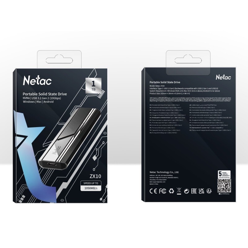 Netac 2TB ポータブル SSD 最大1050MB/s 読み取り1000MB/s