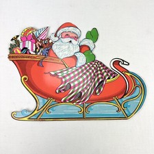 Vintage Beistle Co Santa in Sleigh Christmas Die Cut Decoration Made in USA