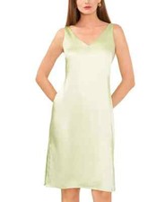 Vince Camuto V-Neck Sleeveless Slip Dress Women's XS Foam Green Slit Pullover