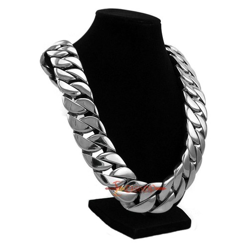 Men's Thick Heavy Chain Stainless Steel Cuban Link Necklace Bracelet 20/24/31mm - Picture 4 of 19