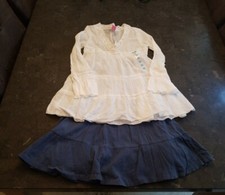 Gymboree Vintage Blue Long Skirt NWT TCP Childrens Place Crochet Blouse/Top 9 10