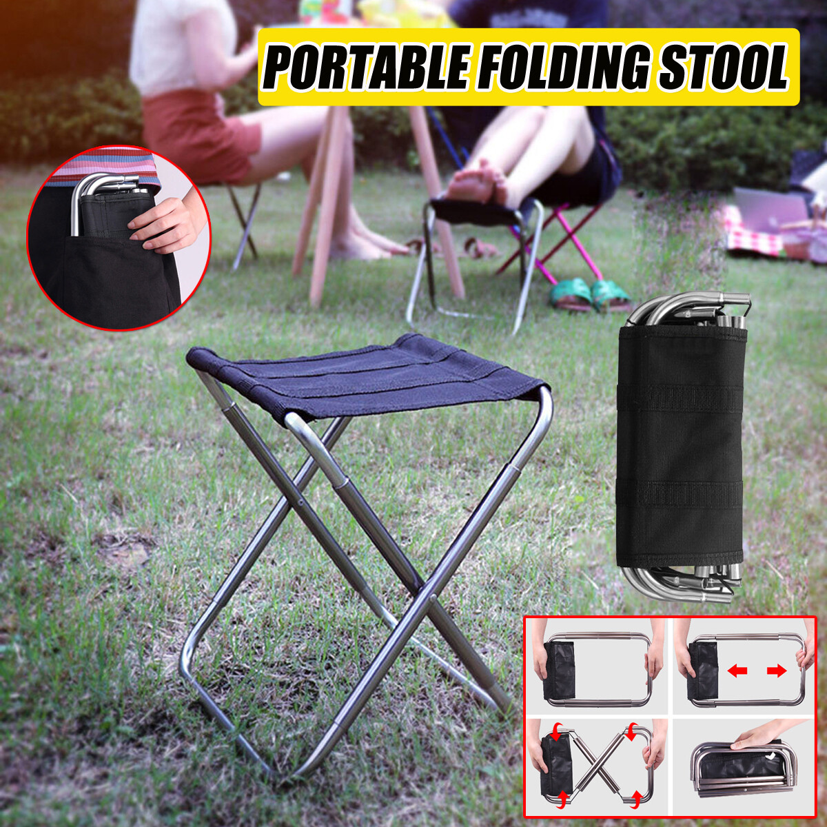 Portable Folding Camping Chair BBQ Triangle Stool Fishing Outdoor Picnics Hiking