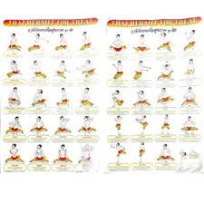 2 X Set of Traditional Thai Hermit Exercise Posters Thai Rishi massage Chart 1