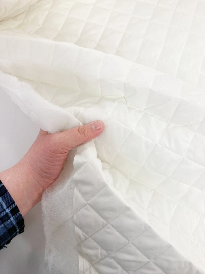 Quilted Polycotton Fabric Plain Pre-Quilted Padded Diamond for Blankets - Image 2 of 4