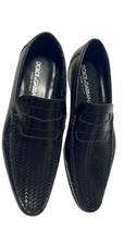 Dolce & Gabbana Woven Leather Loafers Black Italy New Size 7 US 8.5 