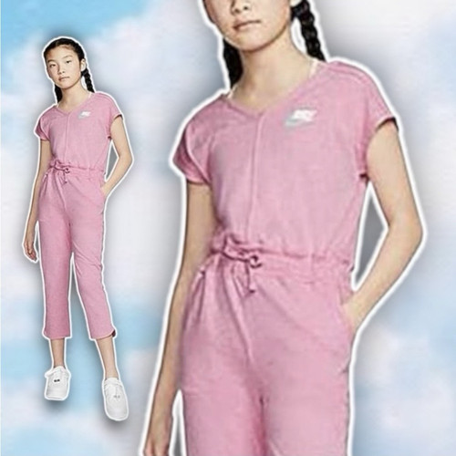 NUEVO CON ETIQUETAS Nike Niñas Grandes Retro Mono Mameluco M Rosa Atletismo Barbiecore Escuela Gimnasio - Imagen 1 de 10