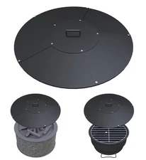 Round Fire Pit Lid, 32" Metal Cover with Handle Fits for Bonfire Pits or Fire Ta