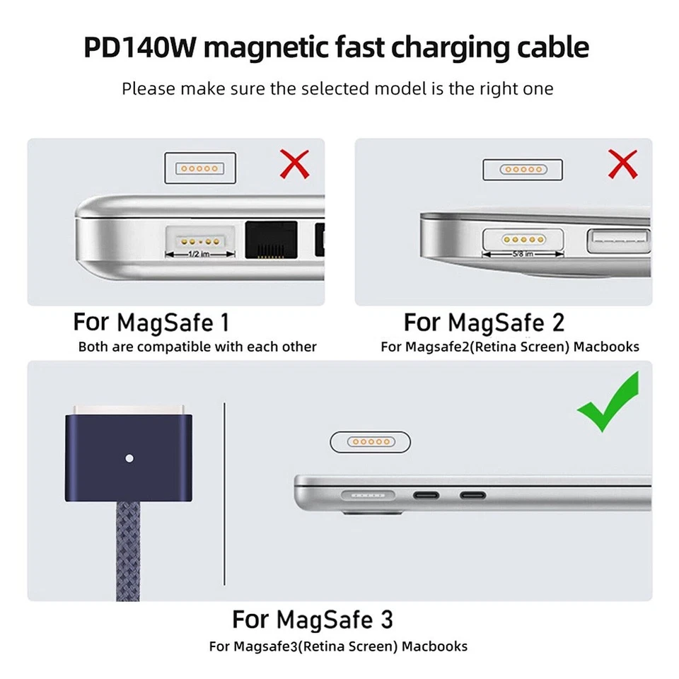 For Apple USB-C to MagSafe 3 Magnetic Charging Cable 2M 140W for MacBook Pro/Air - Image 3 of 4