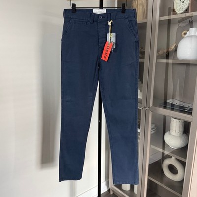 Deus Ex Machina Floyd Navy Chino Pants 32 NEW Blue Cotton Straight Leg Trouser