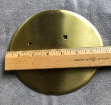 VTG KBC Brushed Brass Cabinet Lock Latch Furniture Knob Backplates Semi Circle