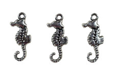 24X8MM SILVER METAL SEAHORSE CHARMS FOR JEWELRY MAKING, CRAFTS 3 PCS