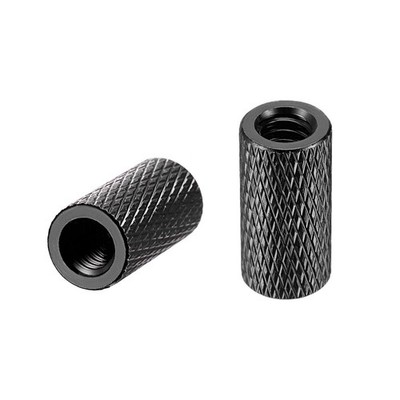 1/4x10mmx20mm Aluminum Alloy Diamond Knurl Knurled Camera Tripod Black 2pcs