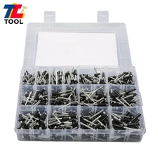 14 SAE Sizes Black Rivets Assortment Kit - 500 Pieces (3/32" to 3/16")