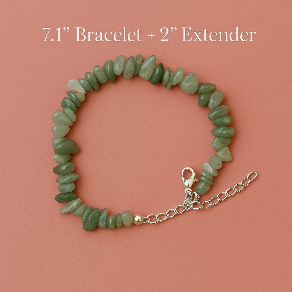 Green Aventurine Chip Stone Crystal Bracelet, Stainless Steel - Image 4 of 4