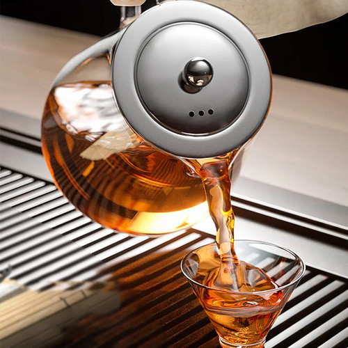 "Teiera in Vetro Resistente con Colino in Acciaio Inox per Infusione - 1 Pezzo" - Foto 6 di 7