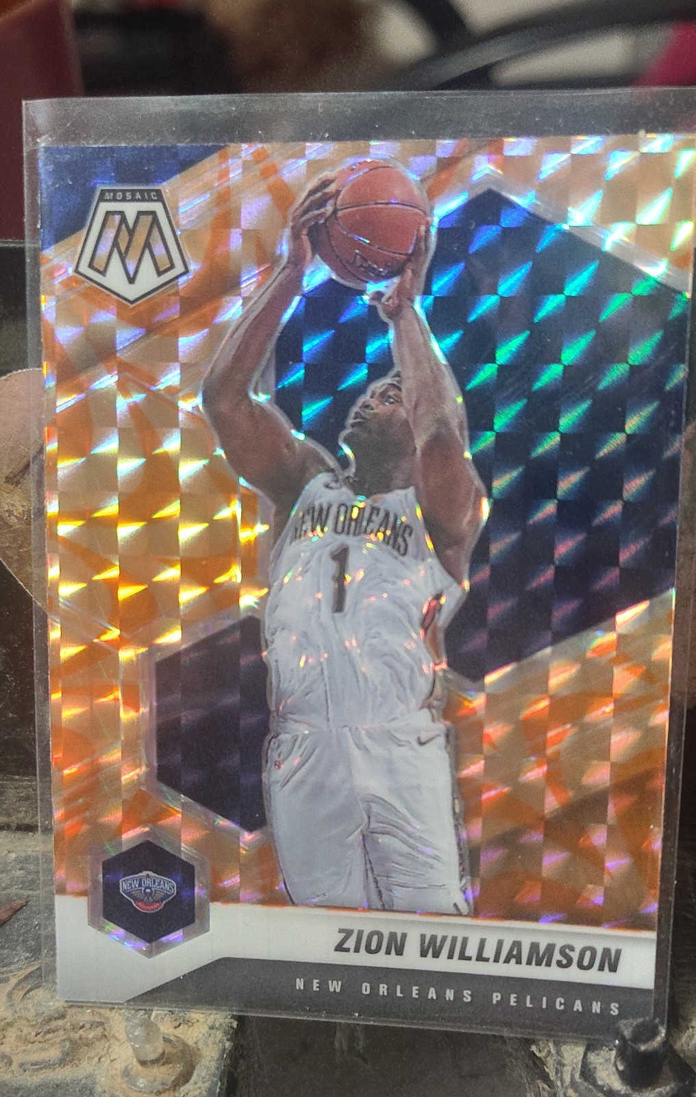 2020-21 Panini Mosaic - Zion Williamson #49 Reactive Orange Prizm