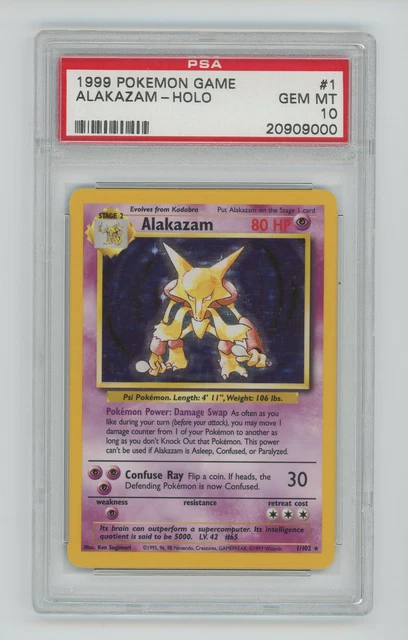 Alakazam (PSA GEM MINT 10) - Unlimited - Holo - Pokemon Base Set 1999 #1/102