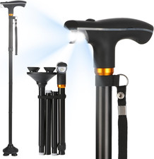 Walking Cane with LED Light - Foldable, Adjustable, Collapsible, Free Standing C