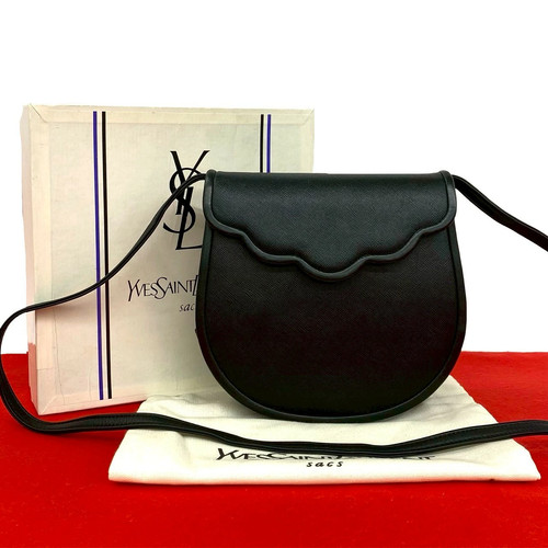 Yves Saint Laurent Box Shoulder Bag Leather Black with Box Unisex #TVB2536