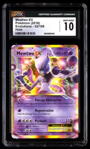 CGC 10 Mewtwo EX 52/108 Pokemon Evolutions 2016 English