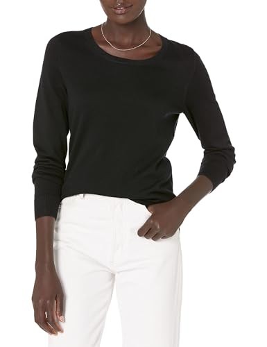 Amazon Essentials Damen Pullover Langarm Rundhals Schwarz S-image