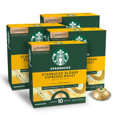Starbucks by Nespresso Vertuo, Starbucks Blonde Espresso Roast, 40 Count