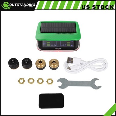 RV Tire Pressure Sensor 1PC TPMS Solar Monitor 4pc Sensors W/ Alarm Modes Green