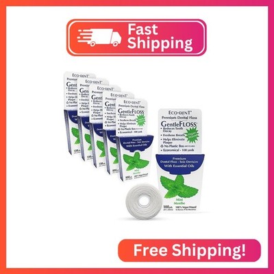 Eco-Dent GentleFloss Dental Floss, Waxed Mint 6-Pack view 3