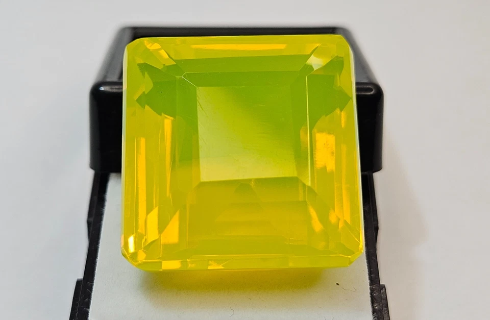 Square Cut Natural Neon Yellow Opal 55+ Ct Certified Loose Gemstone For Pendant - Image 3 of 4