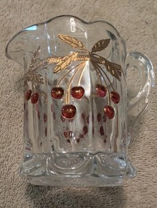 MOSSER GLASS Cherry Thumbprint PATTERN Hand Painted MINI 4" Tall AMERICAN GIRL