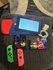 Nintendo Switch Console Working, Mario Case, Charger, Pokemon Covers!
