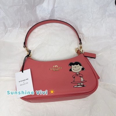 NWT Coach X Peanuts Teri Shoulder Bag With Lucy CBM32 Pebbled