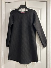 BOOHOO Uk Black Dress~Long Sleeve~UK 14/US 8~40" bust~34.5" long~"Quilted"
