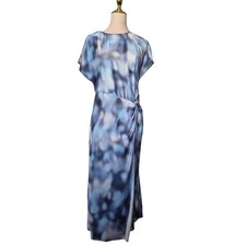 ZARA Blue Abstract Print Wrap Maxi Dress Size M NWT Side Tie Slit