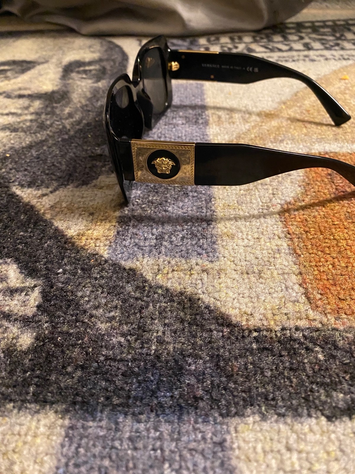 Versace Rectangle Sunglasses for Women - Black/Grey Lens (VE4405)