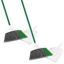 2 Pack Libman XL Heavy Duty Angle Steel Handle Broom With Dustpan Cleaning Set