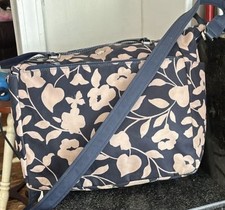 Navy Beige Floral Messenger Baby Diaper Bag with Shoulder Strap