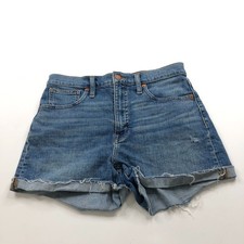 Madewell High Rise Denim 26 Fit 29 In Denim Jean Mid Rise Cut Off 3" Shorts