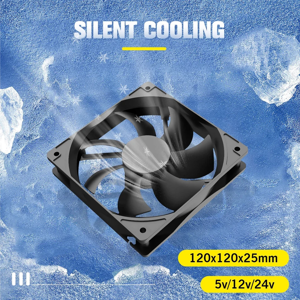 120mm 12cm 12025 Fan 5V 12V 24V 120mm*120mm*25mm Fan DC Brushless Cooling Fan - Image 2 of 4