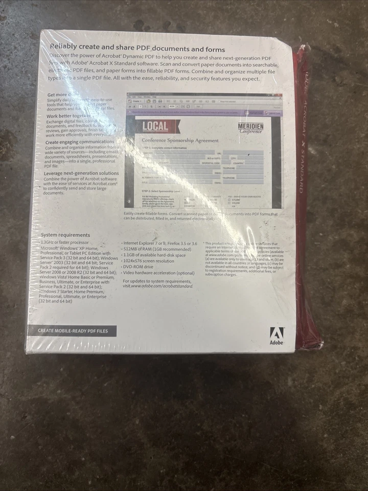 Adobe Acrobat X 10 Standard Windows PC: Full Version ~ NEW 2010 (Sealed) Read - Image 2 of 4