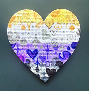 Glossy Multicolor Heart Shaped Fridge Magnet, Hearts Theme Swirl Pattern