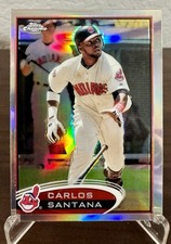 2012 Topps Chrome Carlos Santana #114 Refractor Card - Cleveland Indians
