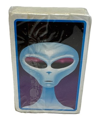 Vintage 1996 Alien Head Playing Cards We re On A Roll Inc Grey Alien Big Eyes