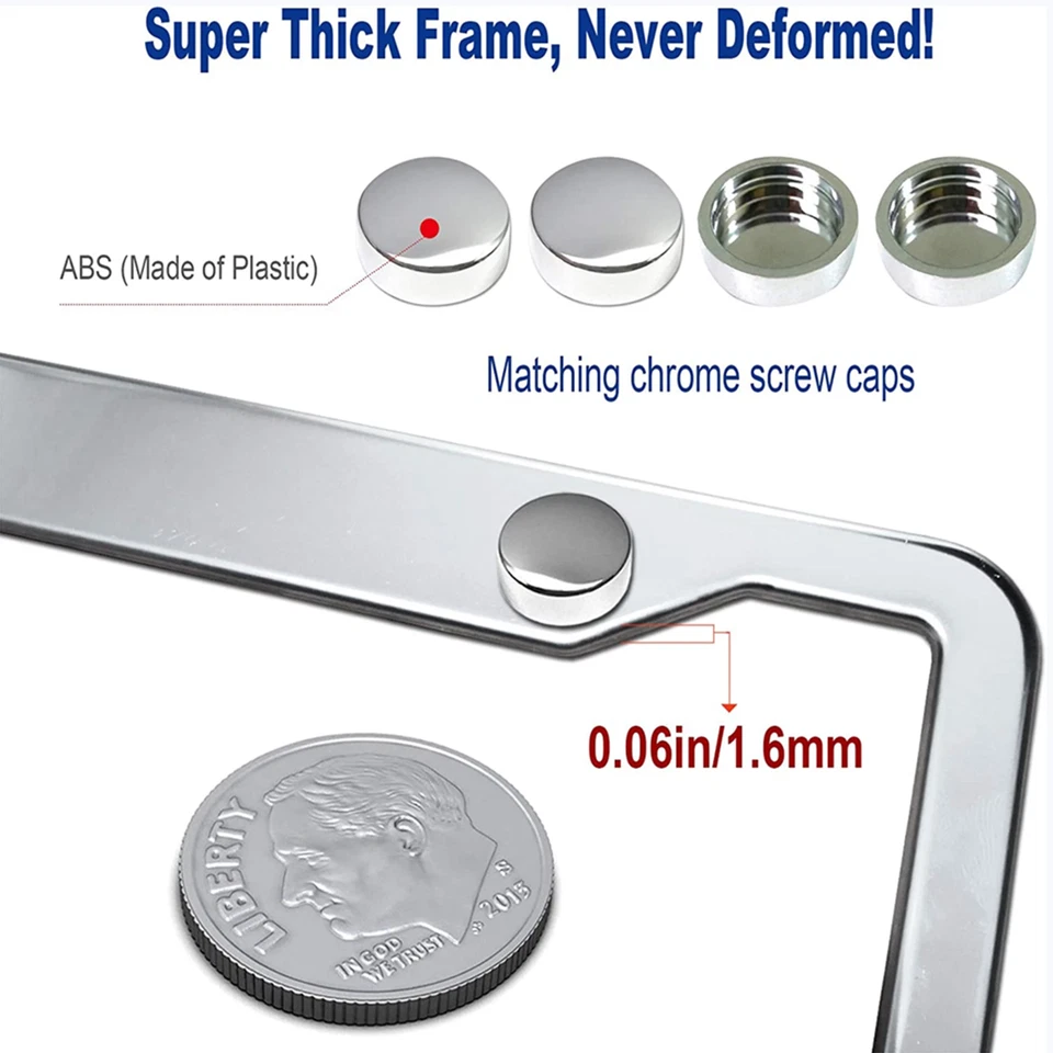 License Plates Frame Carbon Metallic Aluminum Tag Cover Screw Caps for Vehicles Foto 3 de 4