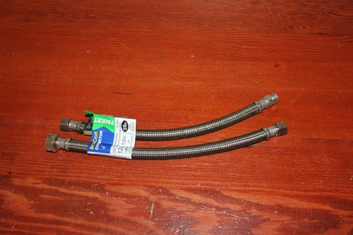 BrassCraft B1-12AF Faucet Supply Connector 12" 1/2" FIP x 3/8" Comp Lot of 2