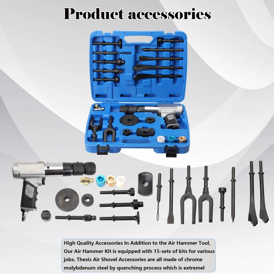 多功能气锤工具套装带外壳气动锤片凿子套件 — 第 4/4 张图片