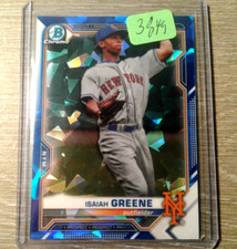 Isaiah Greene RC 2021 Bowman Chrome Prospects Sapphire #BCP-62 New York Mets - B